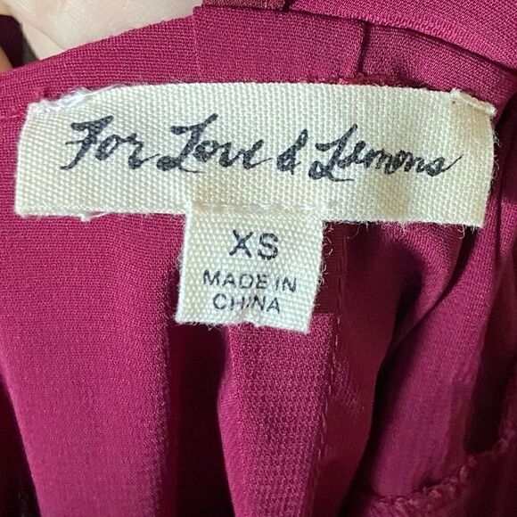 For Love and Lemons Daphne Midi Wine Red Dress  Lace Blouse Sheer Size XS - Picture 13 of 13